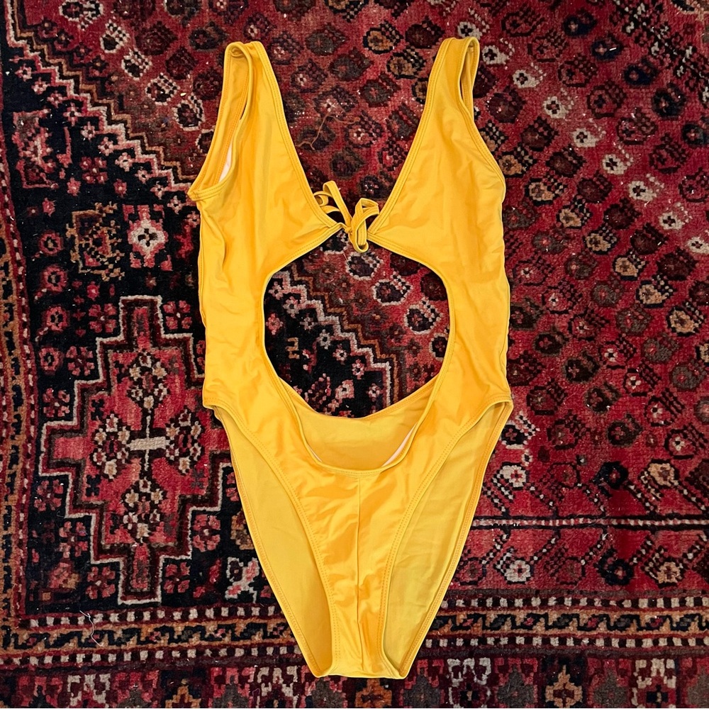 Yellow monokini one piece swimsuit